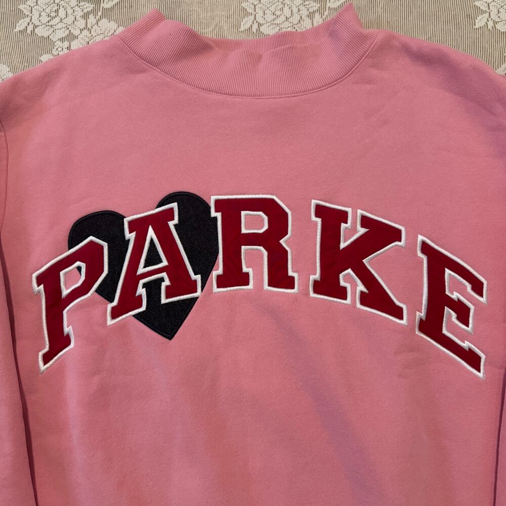 Parke Pink Varsity Heart Sweatshirt Size L/XL - Picture 2 of 3